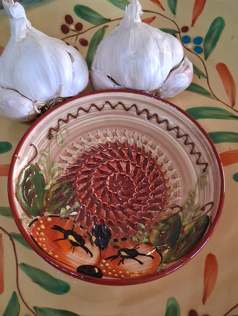 Hand-Painted Ceramic Garlic/ Fruit Grater. Made in Spain.